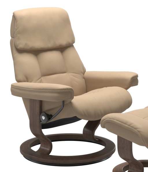 Fotoliu recliner Stressless Ruby M Classic  baza Walnut stain  tapiterie piele Paloma Beige