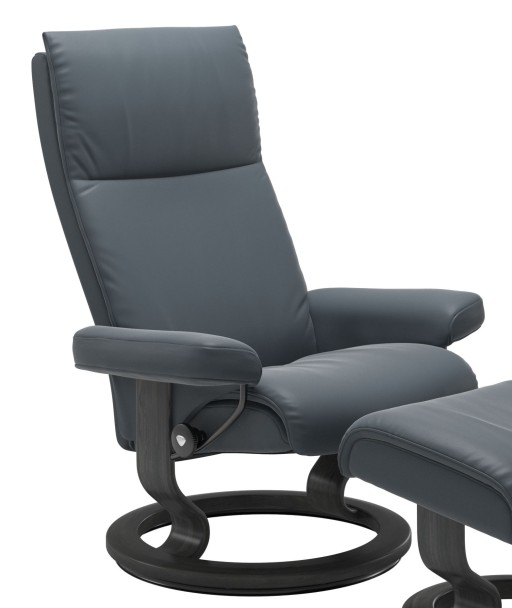 Fotoliu recliner Stressless Aura M Classic  baza Grey stain  tapiterie piele Batick - Atlantic Blue