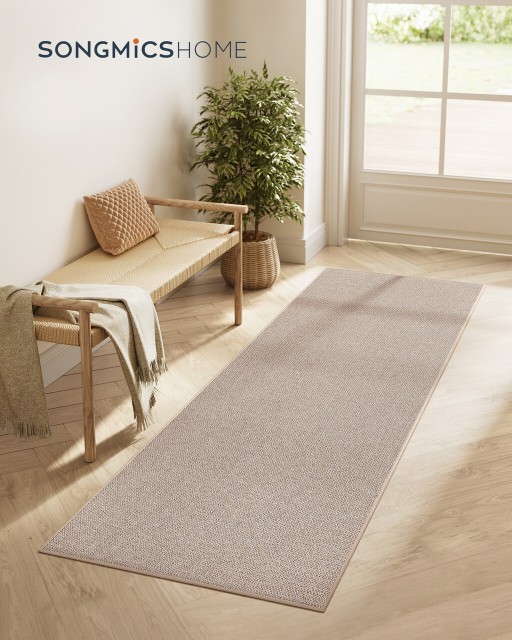 Covor antiderapant Songmics Faux Jute, 80x200 cm, lavabil la masina, imitatie iuta, maro
