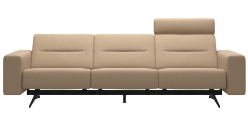 Canapea cu 3 locuri Stressless Stella  1 tetiera  brate joase S1  picioare negru mat  tapiterie piele Paloma Beige