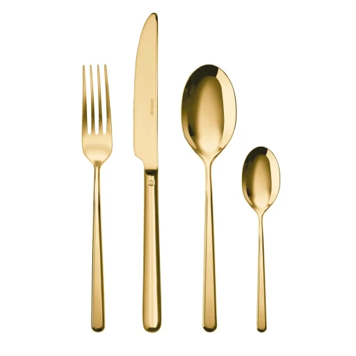 Set tacamuri Sambonet Linear Solid Handle  24 piese  auriu