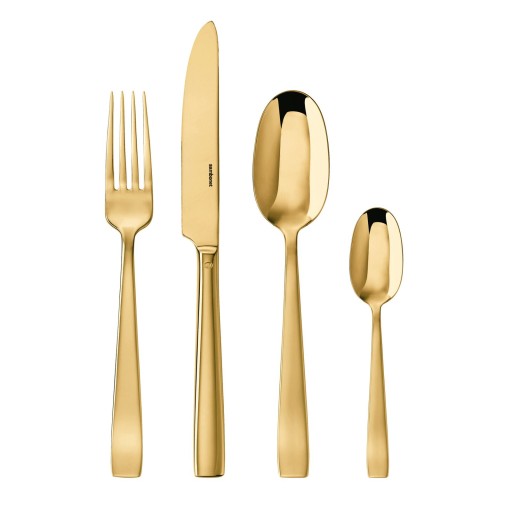 Set tacamuri Sambonet Flat Solid Handle  24 piese  auriu