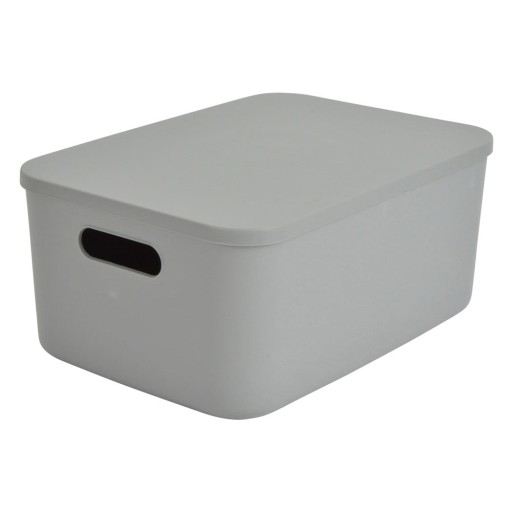 Cutie de depozitare gri din plastic cu capac 35,5x25,5x16 cm – Homéa