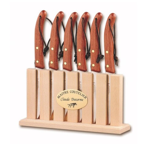 Set cutite friptura Claude Dozorme Grillade cu maner din lemn exotic  6 piese  suport lemn