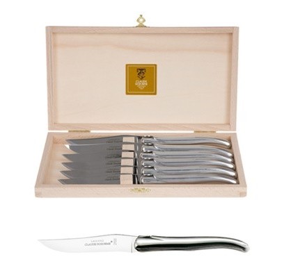 Set cutite friptura Claude Dozorme Laguiole cu maner aluminiu  6 piese  cutie lemn fag