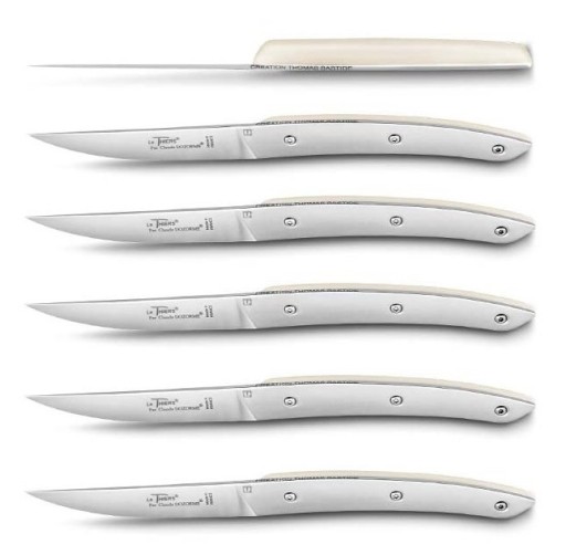 Set cutite friptura Claude Dozorme Le Thiers L'Ame by Thomas Bastide  maner crem  6 piese  cutie lemn fag