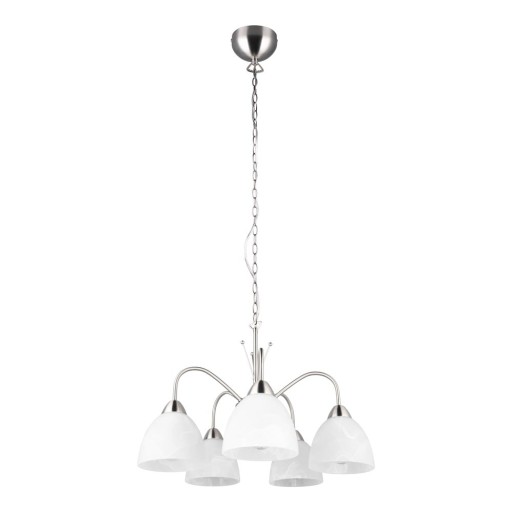 Lustră albă/argintie cu abajur din sticlă ø 55 cm Dobby – Trio