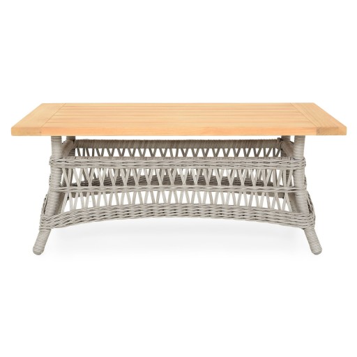 Masuta cafea pentru gradina/terasa Mackinac, 110x60x46 cm, aluminiu/lemn de teak, gri/natur