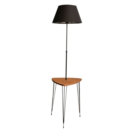 Lampadar negru/în culoare naturală cu abajur textil (înălțime 147 cm) – Opviq lights