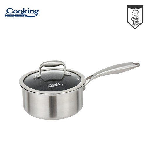 Cratita cu capac 2 L, Titanium3, Cooking by Heinner, 18x9 cm, inox/sticla, argintiu
