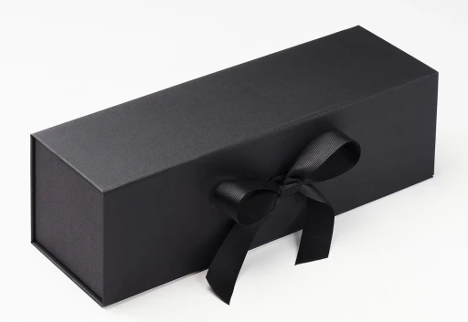 Cutie cadou pentru sticle Folda Single Bottle  cu fundita  Black