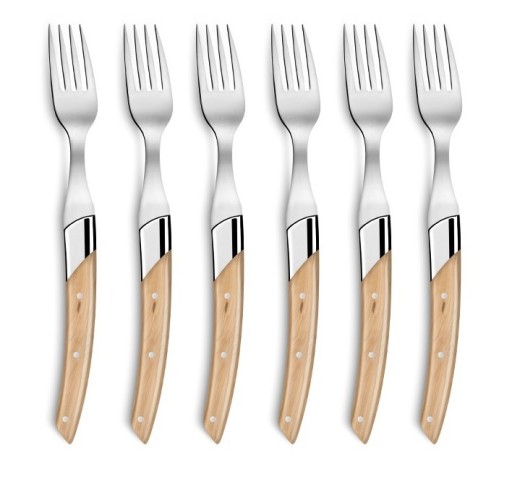 Set furculite Claude Dozorme Le Thiers Art Deco maner din lemn ienupar   6 piese  cutie lemn stejar