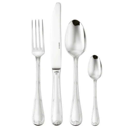 Set tacamuri Sambonet Ruban Croise Solid Handle  24 piese  inox placat cu argint