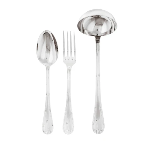 Set tacamuri servire Sambonet Ruban Croise Solid Handle  3 piese  inox placat cu argint