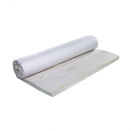 Topper saltea Aloe Vera Therapy Memory Arctic Gel 7 zone de confort, Green Future, 80x190 cm, H 5 cm