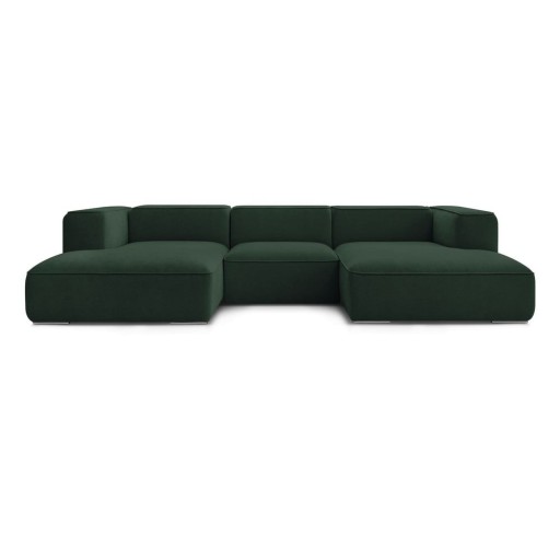 Colțar verde închis cu tapițerie din țesătură bouclé (în formă de "U") Zephyr – Bobochic Paris