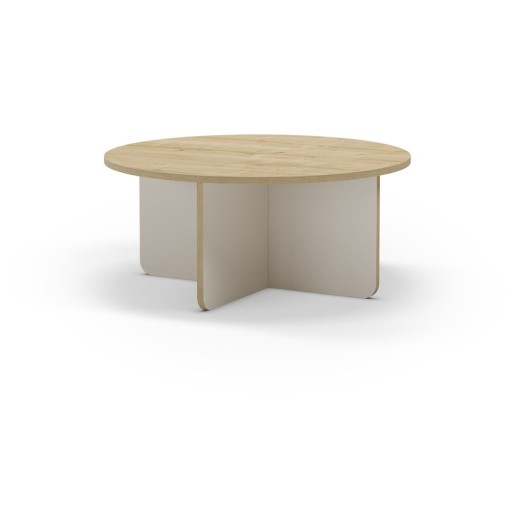 Măsuță de cafea crem/în culoare naturală rotundă cu blat cu aspect de lemn de stejar ø 80 cm Hillary – Marckeric