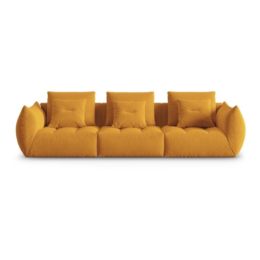 Canapea galbenă cu tapițerie din catifea 332 cm Bloom – Micadoni