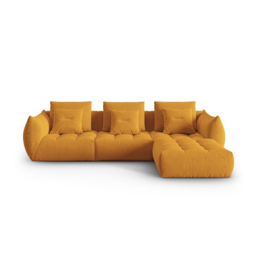 Colțar galben cu tapițerie din catifea Bloom – Micadoni