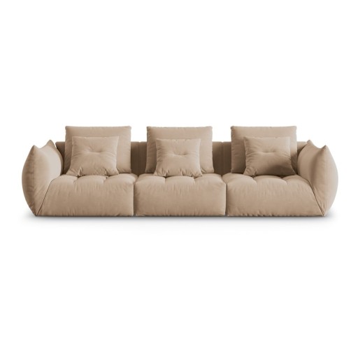 Canapea bej cu tapițerie din catifea 332 cm Bloom – Micadoni