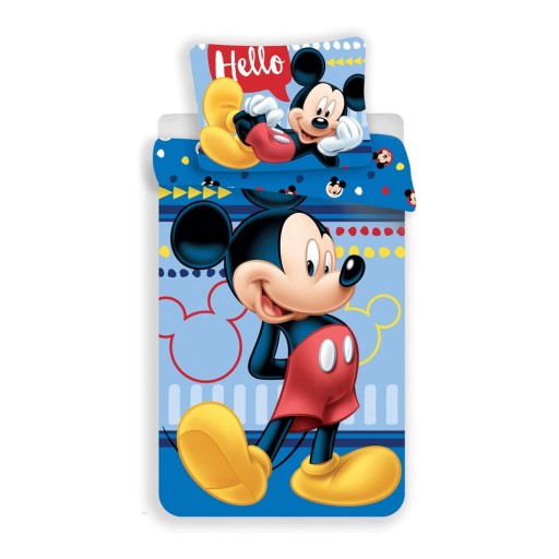 Lenjerie de pat pentru copii din bumbac pentru pat de o persoană 140x200 cm Mickey "Hello" – Jerry Fabrics