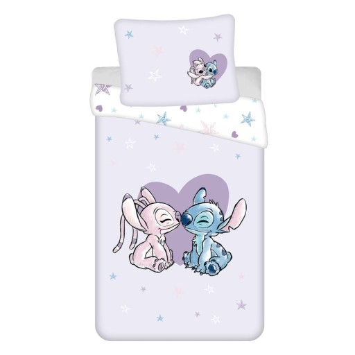 Lenjerie de pat pentru copii din bumbac pentru pat de o persoană 140x200 cm Lilo and Stitch "Heart" – Jerry Fabrics