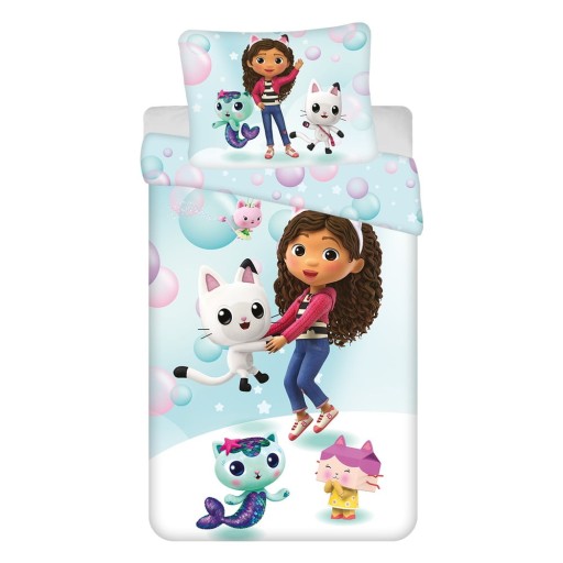 Lenjerie de pat pentru copii din microfibră pentru pat de o persoană 140x200 cm Gabby's Dollhouse "bubbles" – Jerry Fabrics