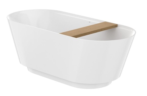 Cada freestanding Roca Tura 170x75cm cu etajera lemn  ventil click-clack  alb