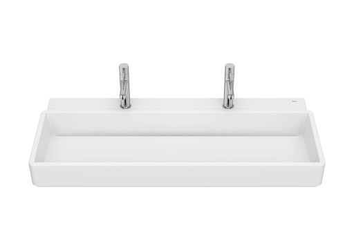 Lavoar dublu Roca Tura 100x43cm  fara orificiu preaplin  alb mat