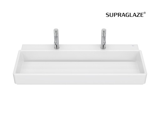 Lavoar dublu Roca Tura 100x43cm  fara orificiu preaplin  alb Supraglaze