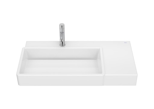 Lavoar asimetric Roca Tura 80x43cm  orientare stanga  fara orificiu preaplin  alb