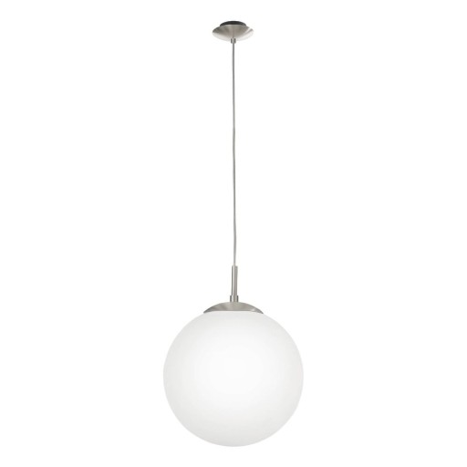 Lustră albă/argintie cu abajur din sticlă ø 30 cm RONDO – EGLO