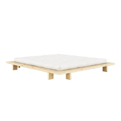 Pat matrimonial în culoare naturală din lemn de pin cu somieră 160x200 cm Japan – Karup Design