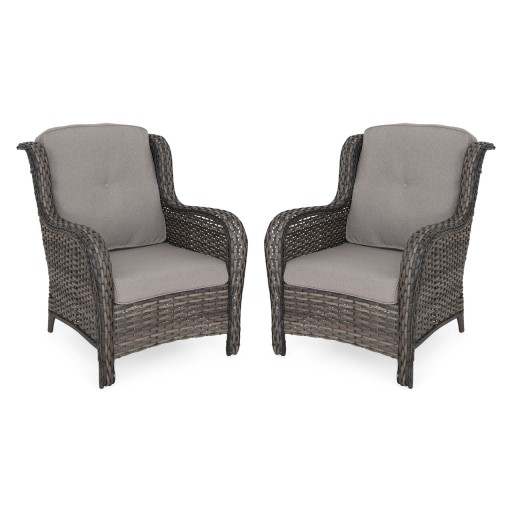 Set 2 fotolii pentru exterior Belham, 89x79x90 cm, otel/poliester, maro/gri
