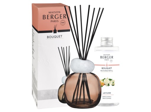 Difuzor parfum camera Maison Berger Mineral Prune-Blank cu parfum Lady Flower 180ml