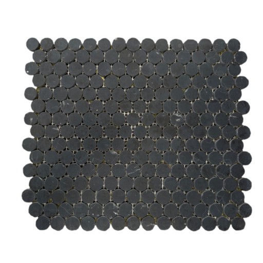 Mozaic Marmura Nero Marquina Penny Polisata, 30.5 x 28 cm