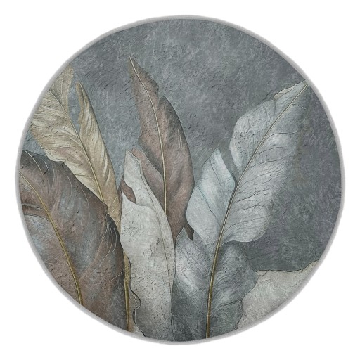 Covor verde/gri lavabil rotund ø 120 cm Dusty Leaves – Mila Home