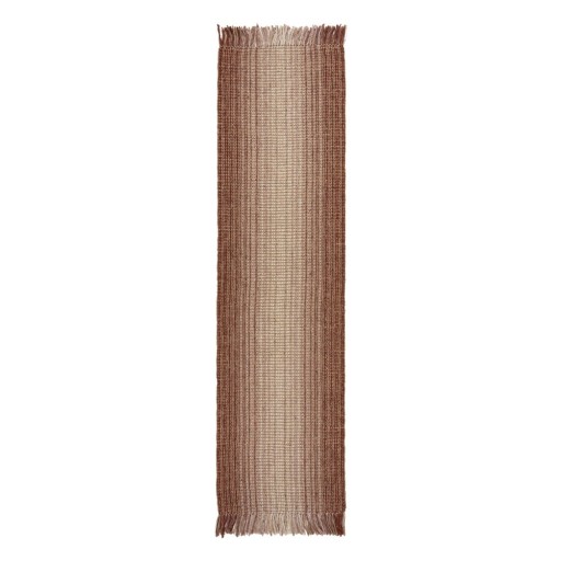 Covor tip traversă roșu reversibil/țesut manual din amestec de iută 60x230 cm Jute Ombre Red – Flair Rugs