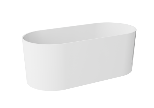 Cada ovala freestanding Besco Lova Matt 160x74cm  mineral DuraBe  ventil click-clack cu top cleaning auriu  alb mat