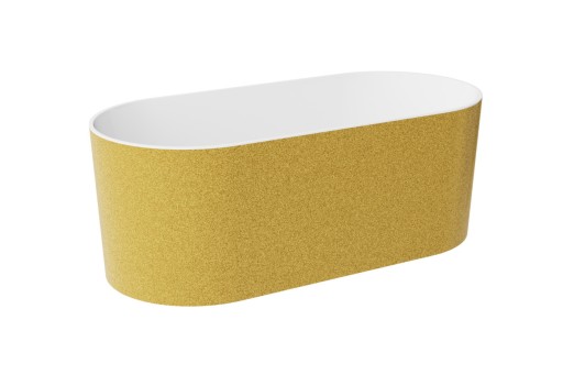 Cada ovala freestanding Besco Lova Glam 160x74cm  mineral DuraBe  ventil click-clack crom  auriu