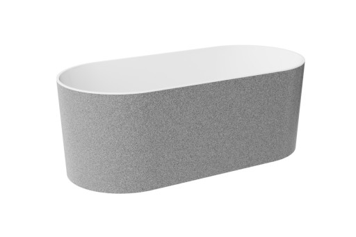 Cada ovala freestanding Besco Lova Glam 160x74cm  mineral DuraBe  ventil click-clack crom  argintiu