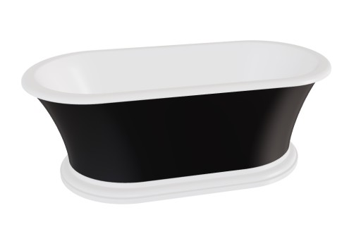Cada ovala freestanding Besco Ziva Black & White Matt 160x75cm  ventil click-clack cu top cleaning alb  negru mat  interior alb lucios
