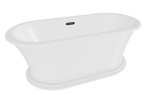 Cada ovala freestanding Besco Ziva 160x75cm  ventil click-clack cu top cleaning si preaplin slim negru mat  alb lucios