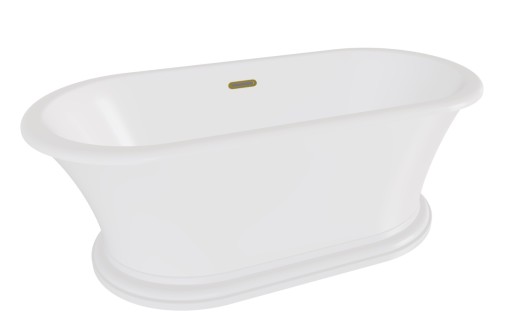 Cada ovala freestanding Besco Ziva 160x75cm  ventil click-clack cu top cleaning si preaplin slim auriu  alb lucios