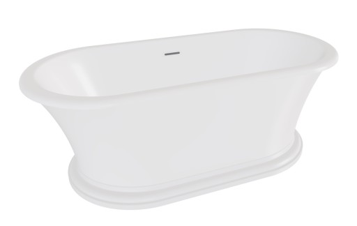 Cada ovala freestanding Besco Ziva 160x75cm  ventil click-clack cu top cleaning si preaplin slim alb  alb lucios