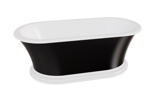 Cada ovala freestanding Besco Ziva Black & White 160x75cm  ventil click-clack cu top cleaning auriu  negru-alb lucios