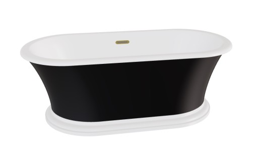 Cada ovala freestanding Besco Ziva Black & White Matt 160x75cm  ventil click-clack cu top cleaning si preaplin slim auriu  negru mat  interior alb lucios