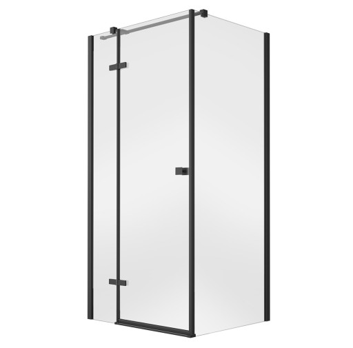 Cabina de dus Besco Pixa Black 90 L  90x90cm  orientare stanga  profile negru mat