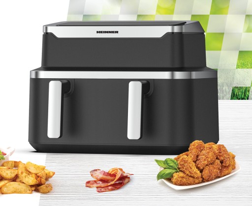 Friteuza dubla Match&amp;Sinc, Heinner, 9 L, 2600W, plastic, negru