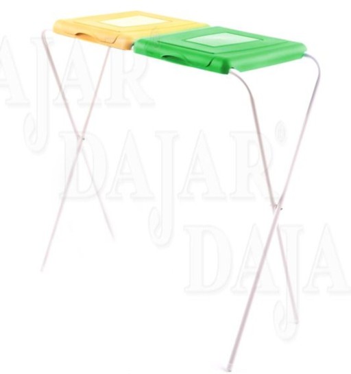 Suport pentru saci menajeri pentru colectare selectiva 120 L, Jotta, 2 compartimente galben-verde, otel